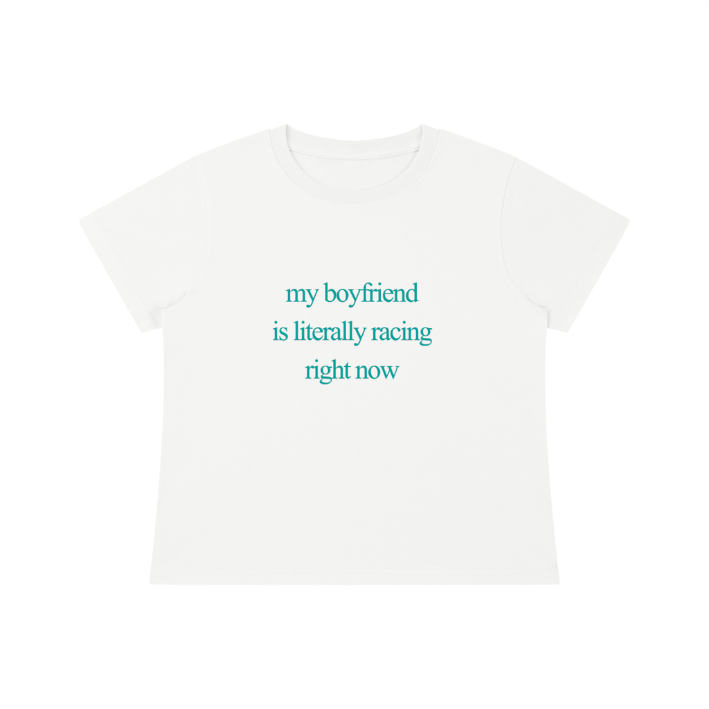My Boyfriend Is Racing baby tee - Turquoise