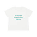 My Boyfriend Is Racing baby tee - Turquoise