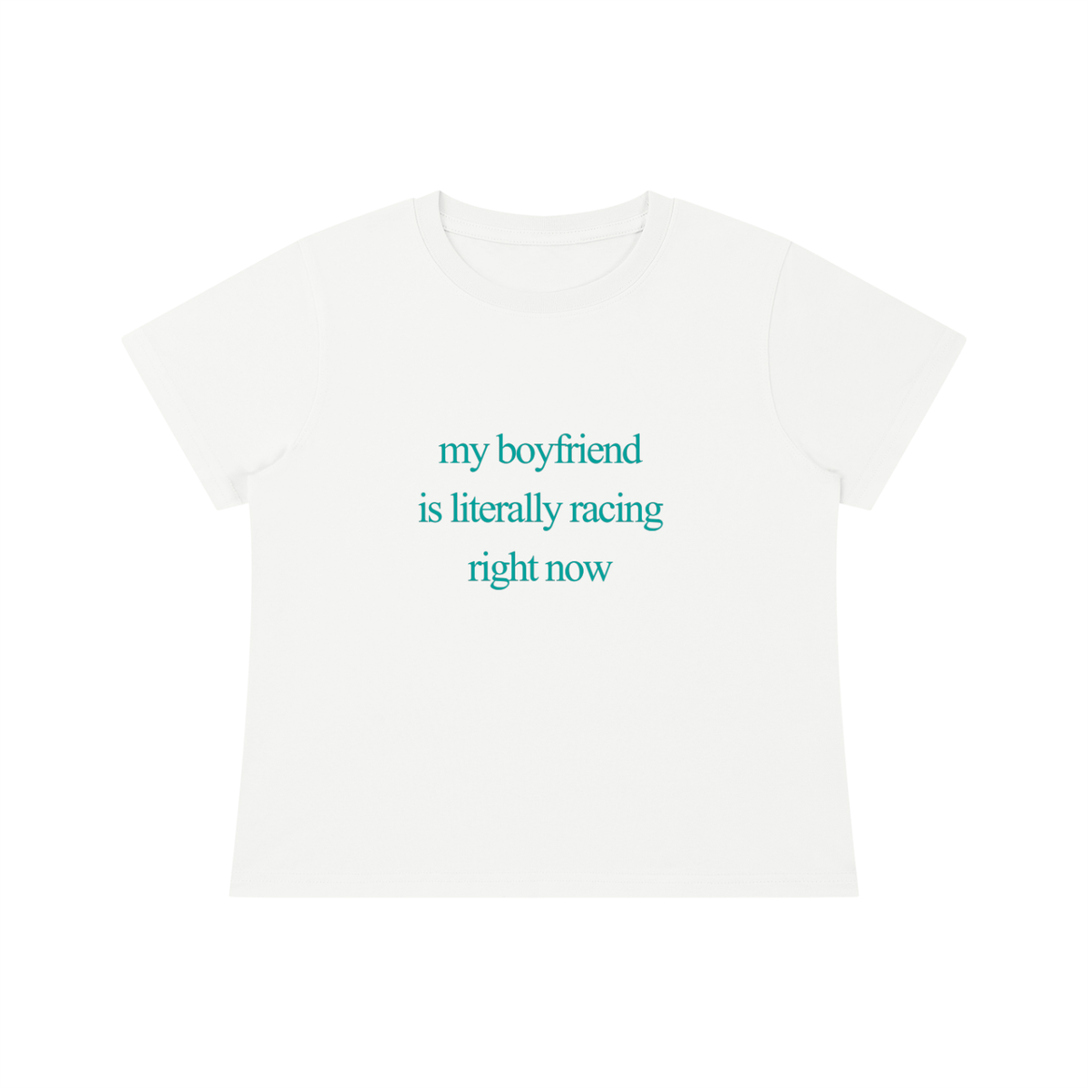 My Boyfriend Is Racing baby tee - Turquoise