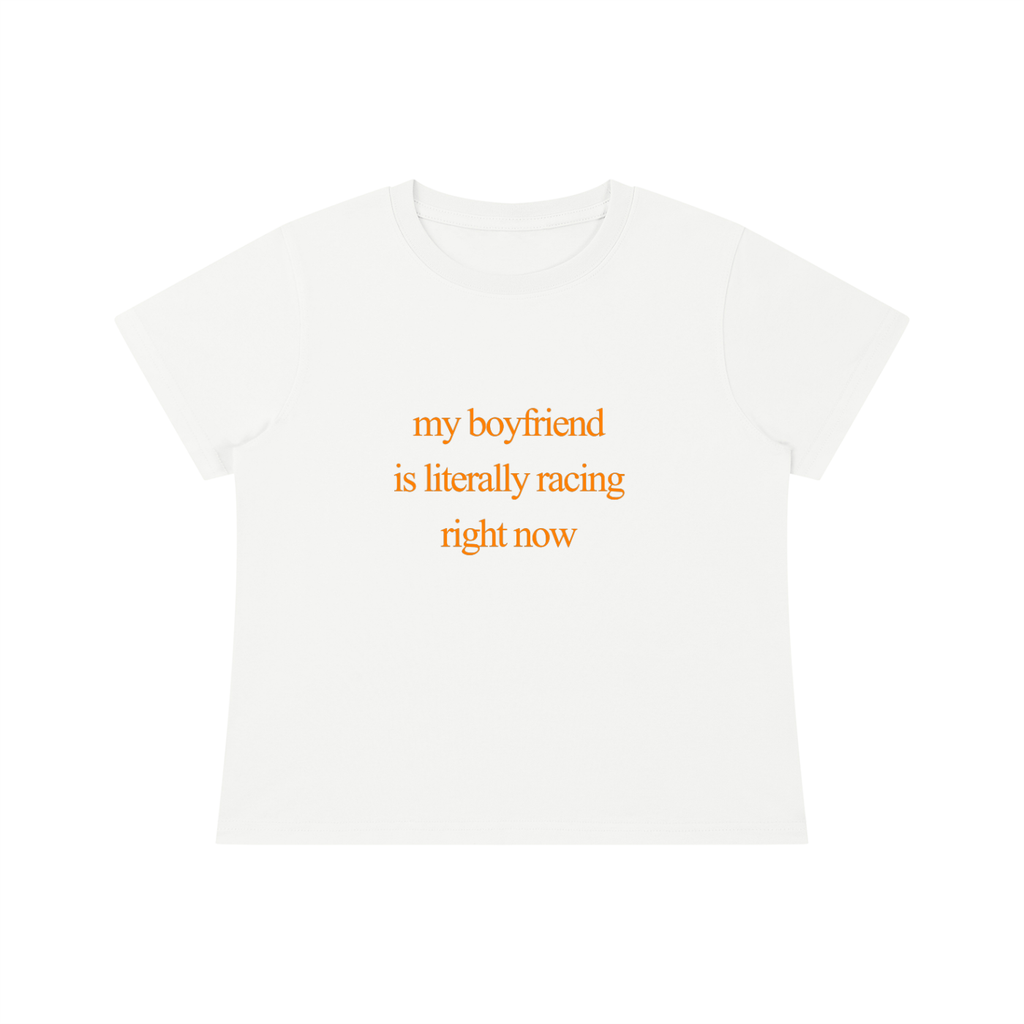 My Boyfriend Is Racing baby tee - Papaya