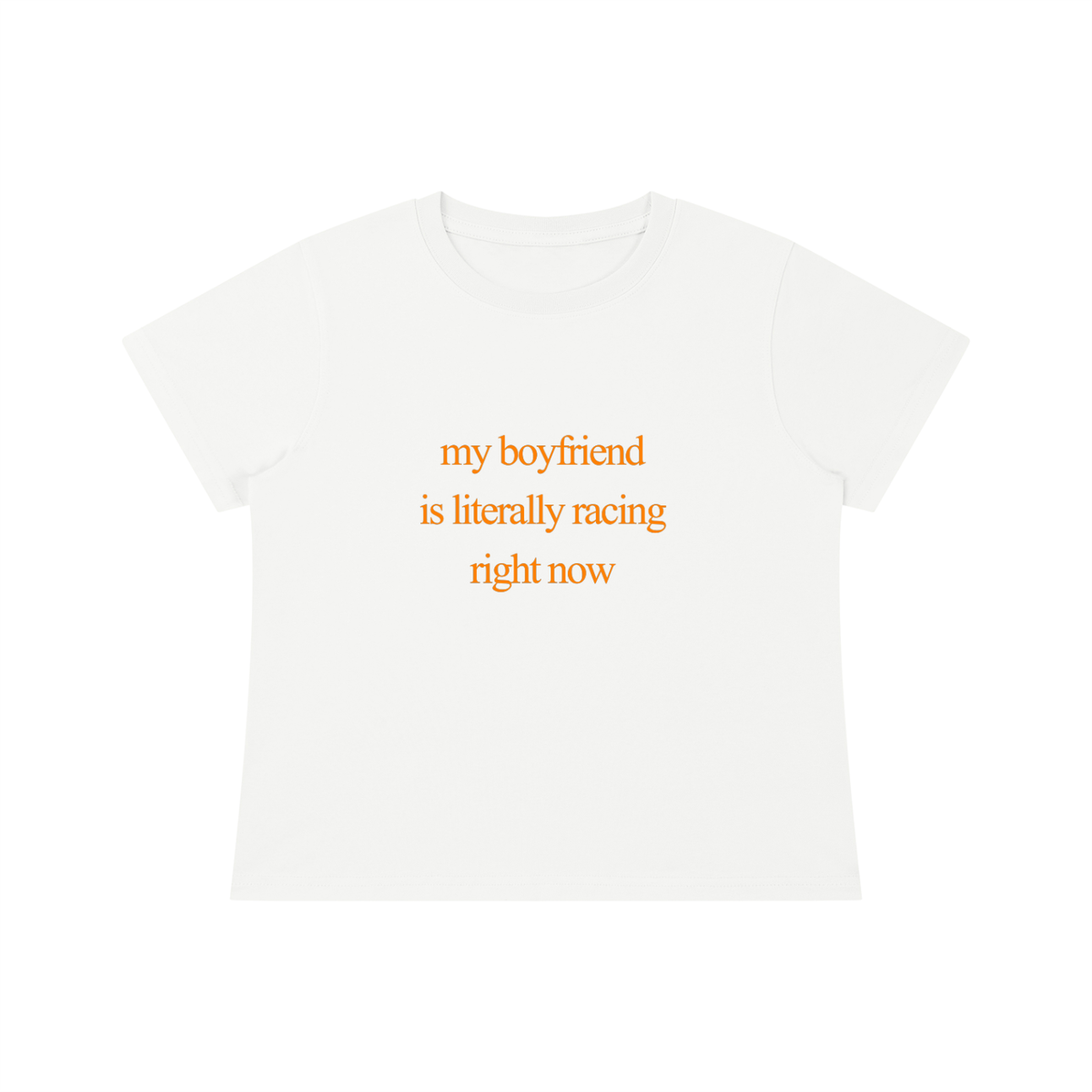 My Boyfriend Is Racing baby tee - Papaya